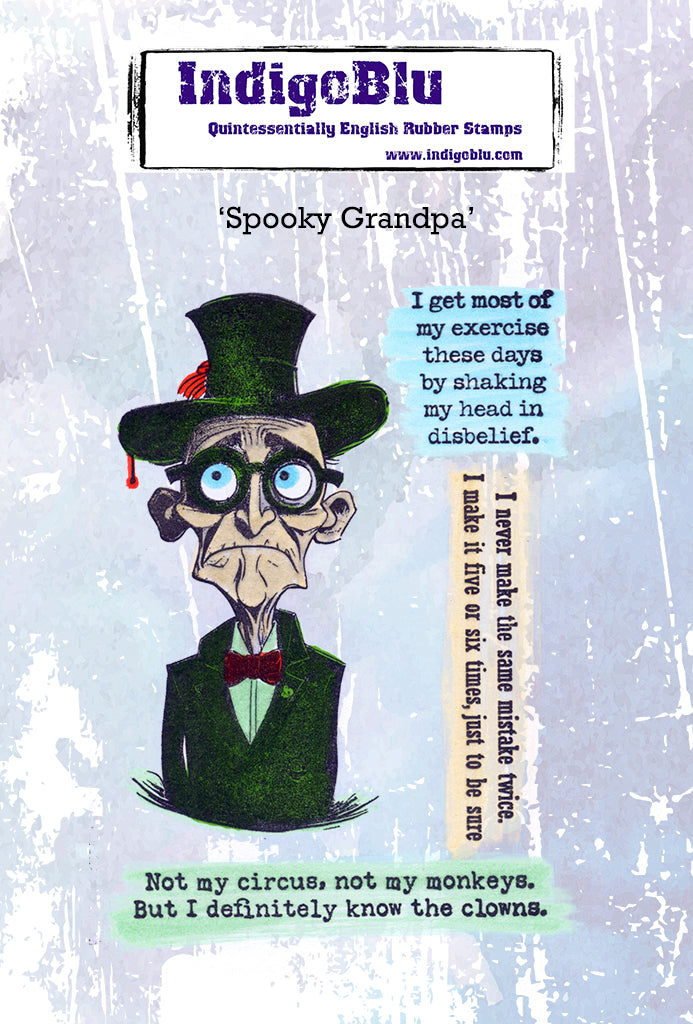 Spooky Grandpa A6 Red Rubber Stamp