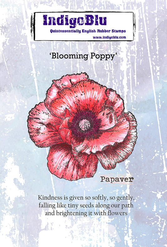 Blooming Poppy A6 Red Rubber Stamp