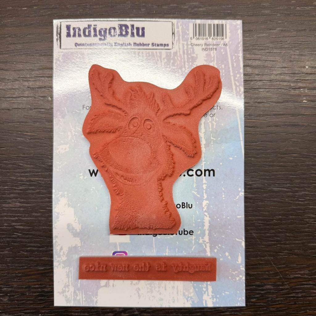 Cheery Reindeer A6 Red Rubber Stamp
